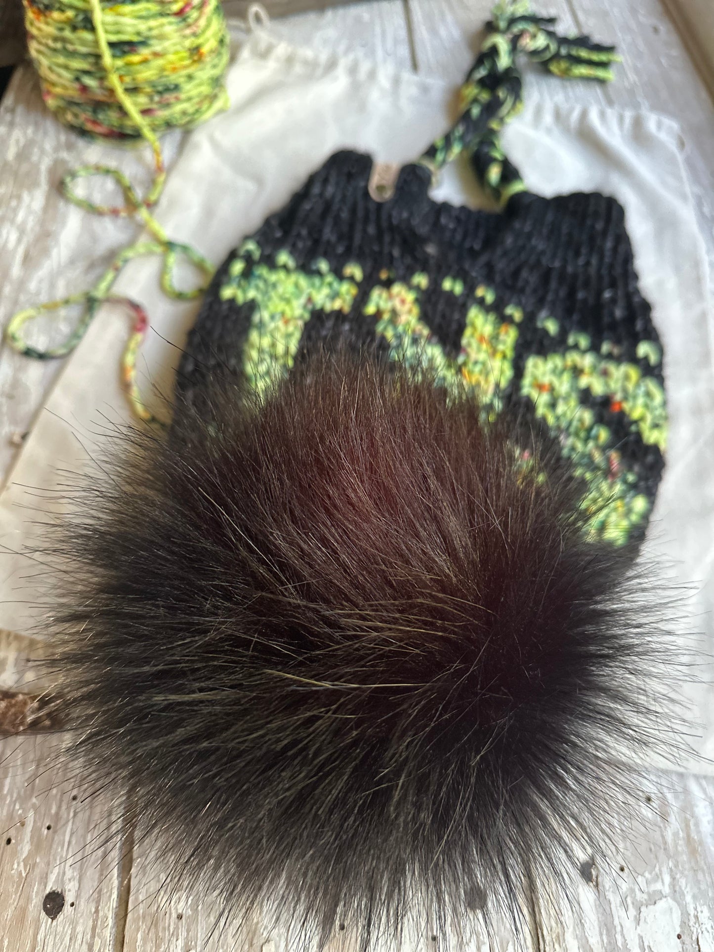Merino wool split brim knit hat
