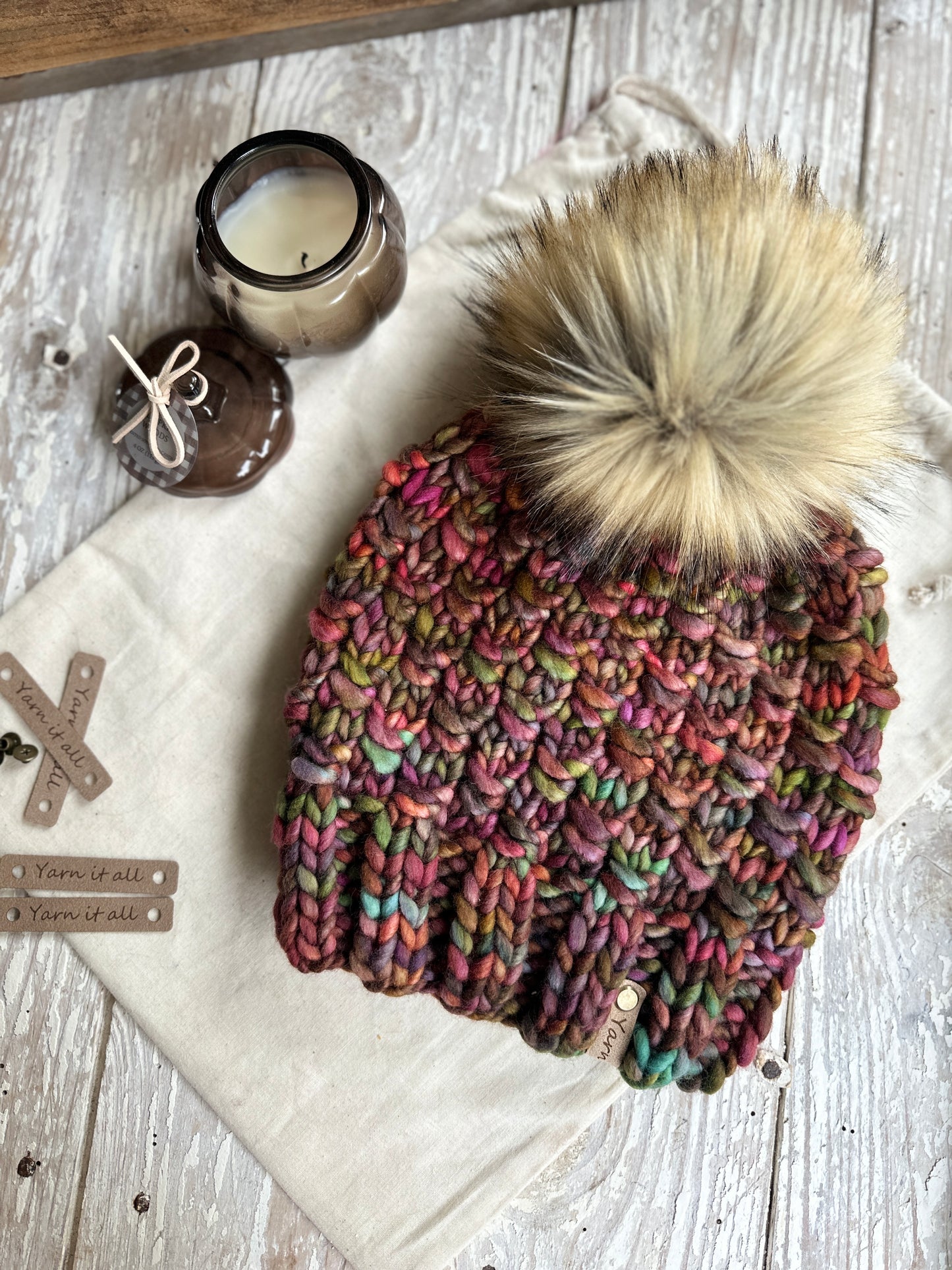 Reserved- Merino wool knit hat with faux fur Pom