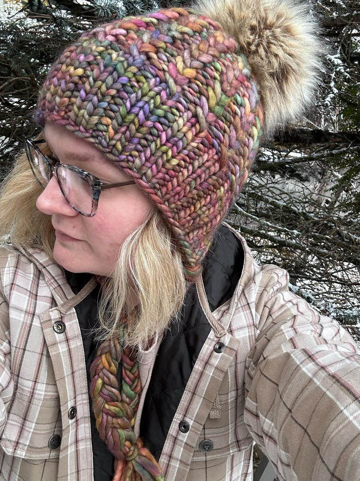 Braided Hearts Bonnet Knit Pattern