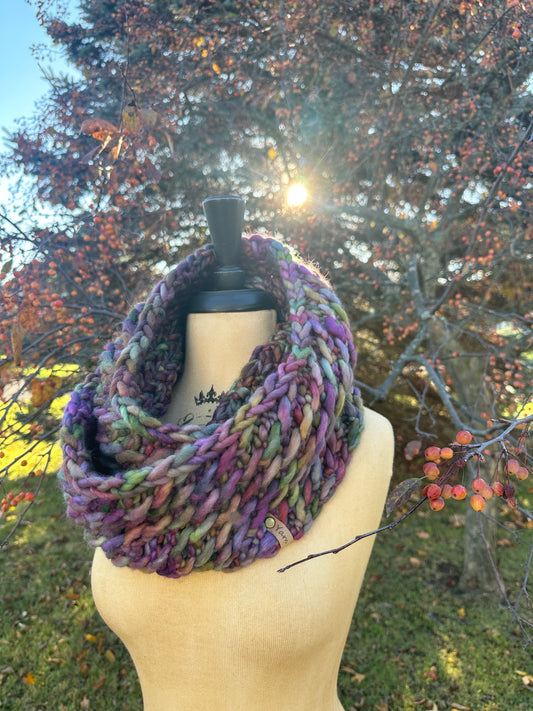Merino wool knit infinity cowl