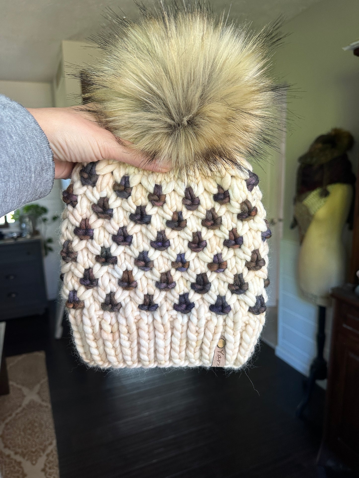 Merino wool knit hat and cowl set