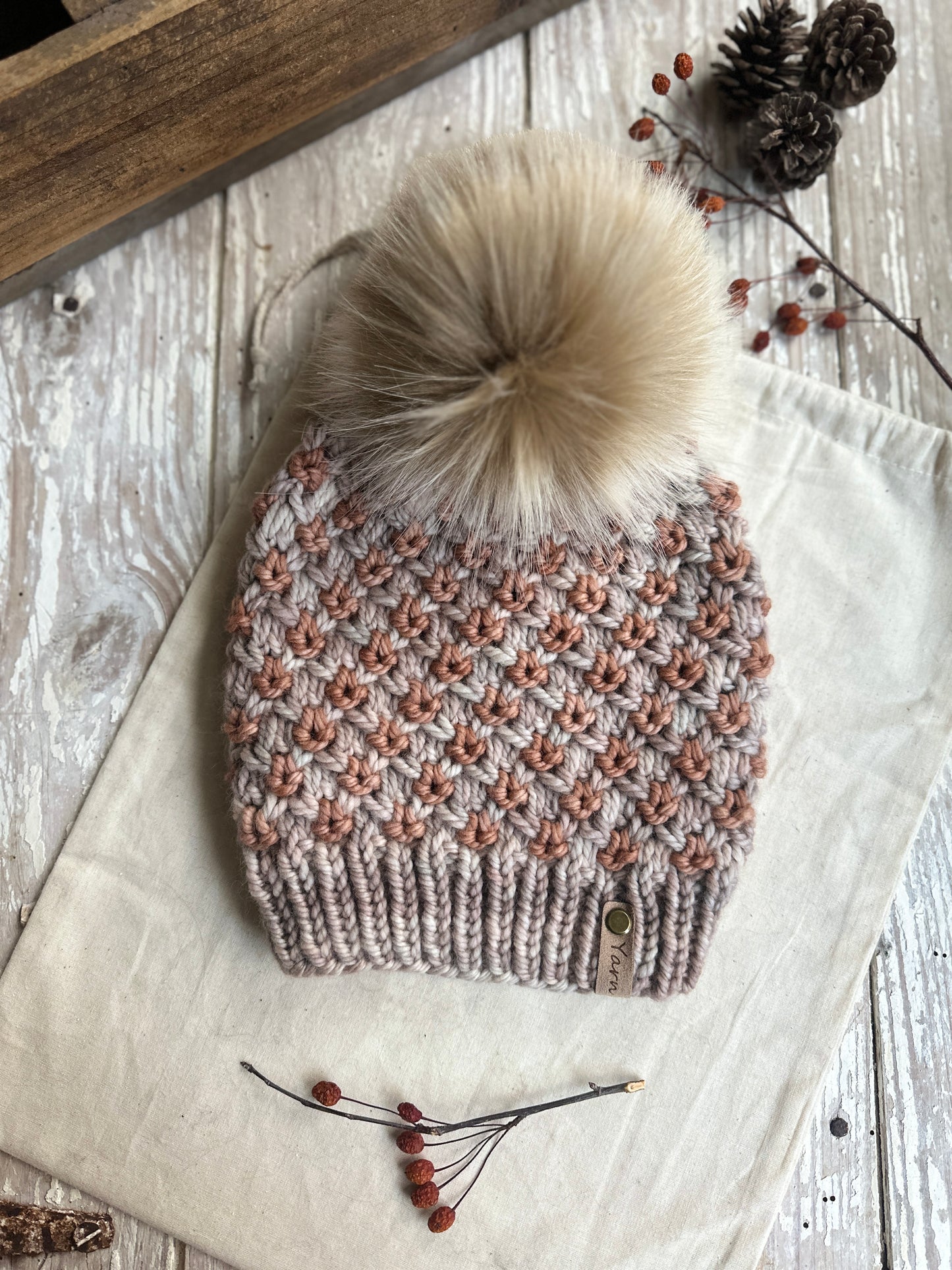 Merino wool knit hat and cowl set