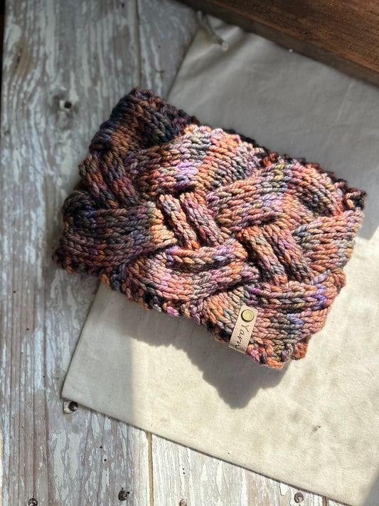 Merino wool cable knit headband