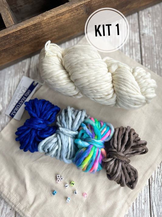 Kit- friendship bracelet beanie knit merino wool knit kit
