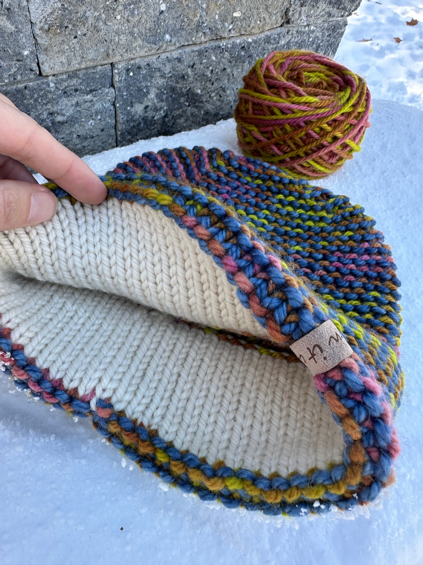 Merino wool double brim knit hat