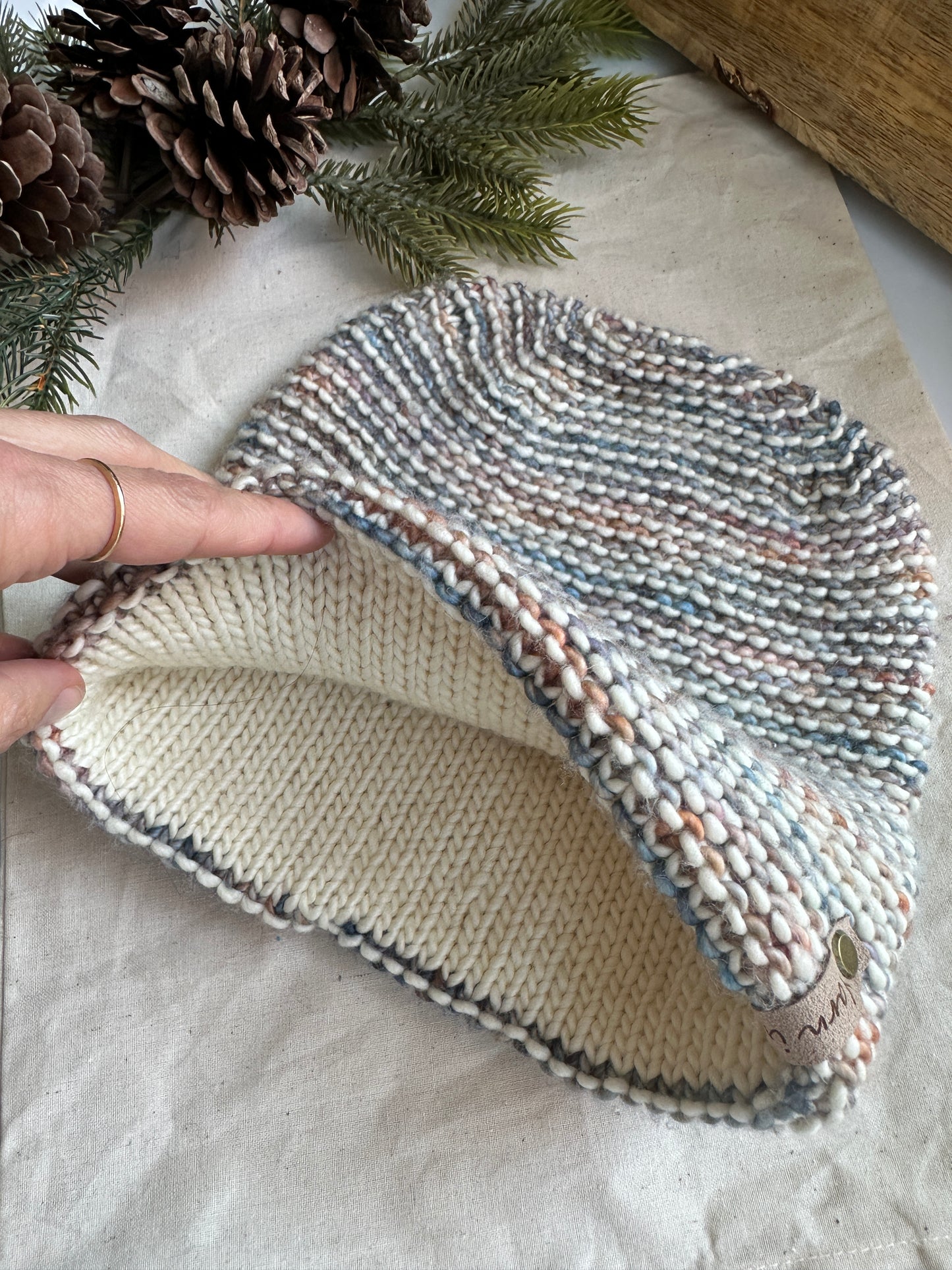 Merino wool double brim knit hat