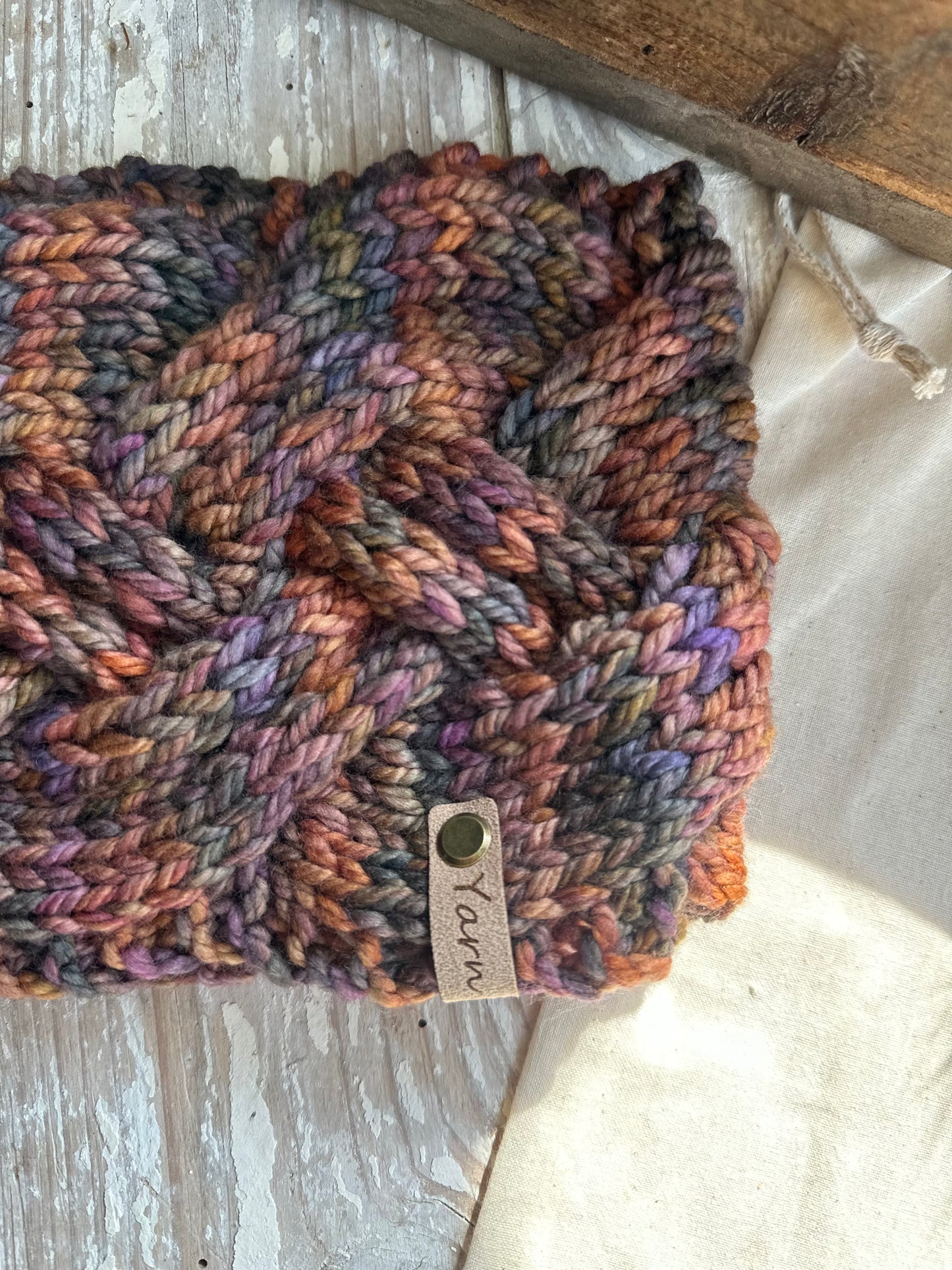 Merino wool cable knit headband