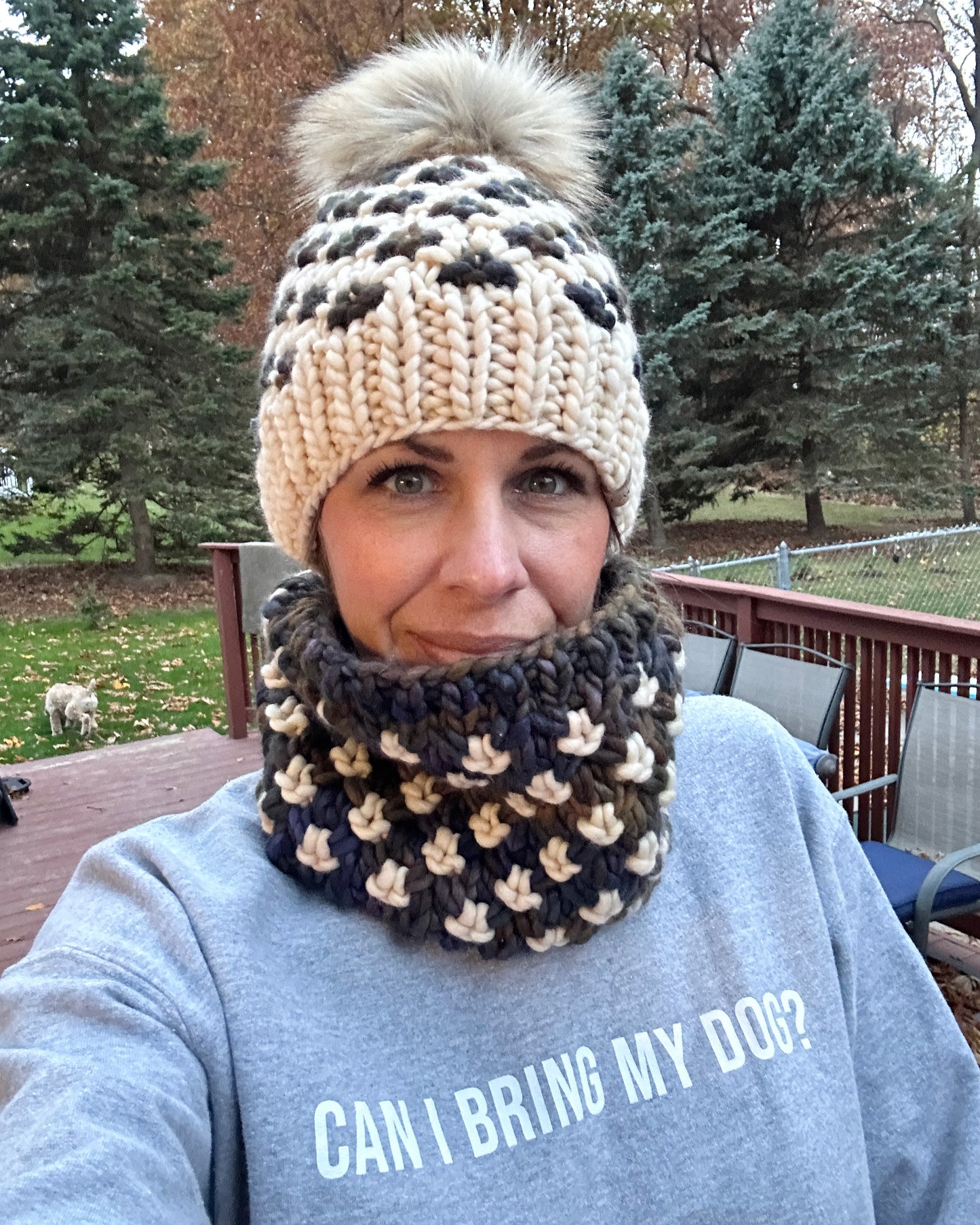 Merino wool knit hat and cowl set