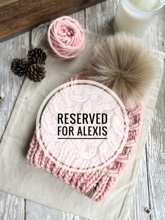 For Alexis- merino wool knit hat with faux fur Pom