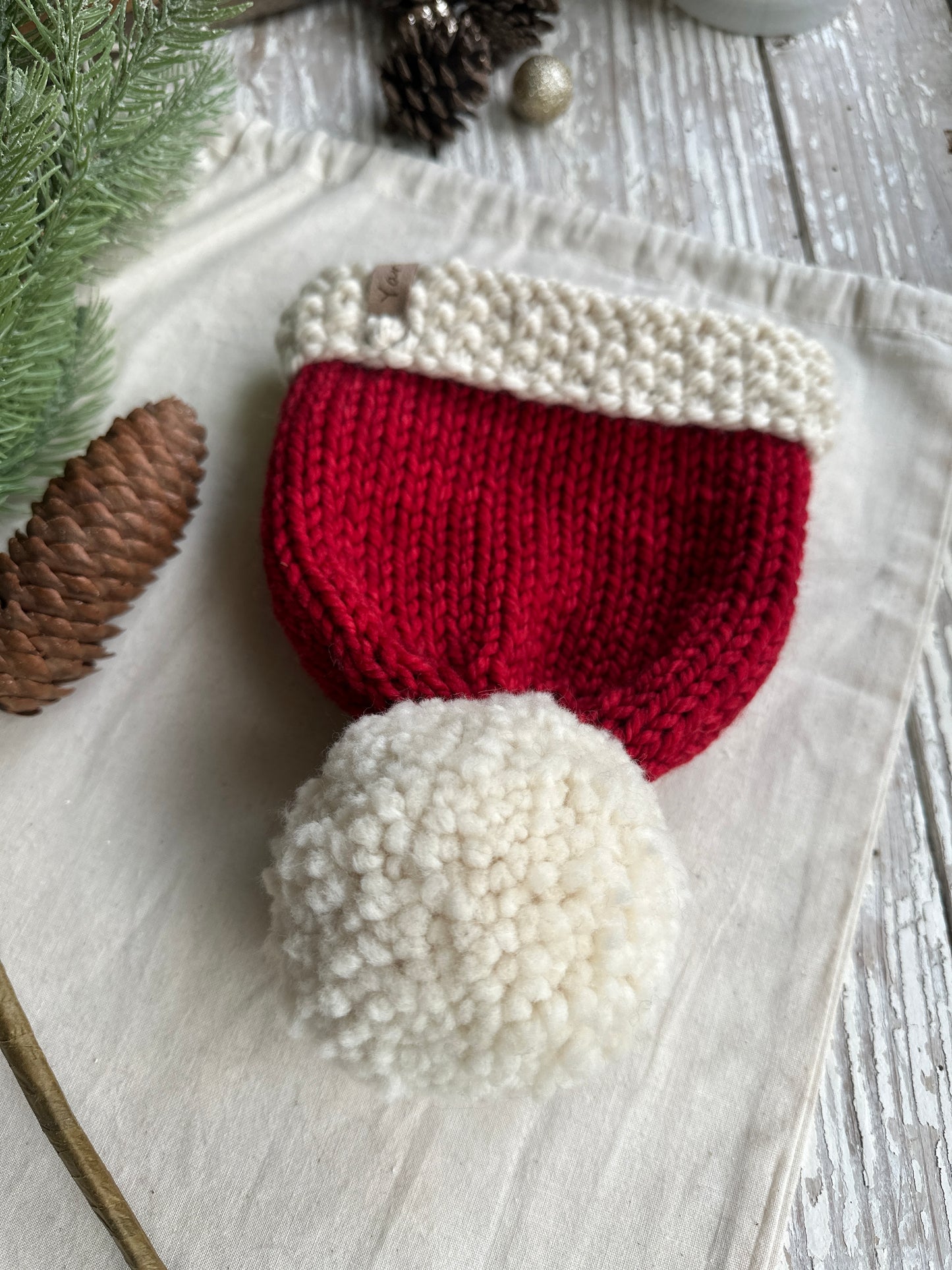 Baby-3 month merino wool knit hat with yarn Pom
