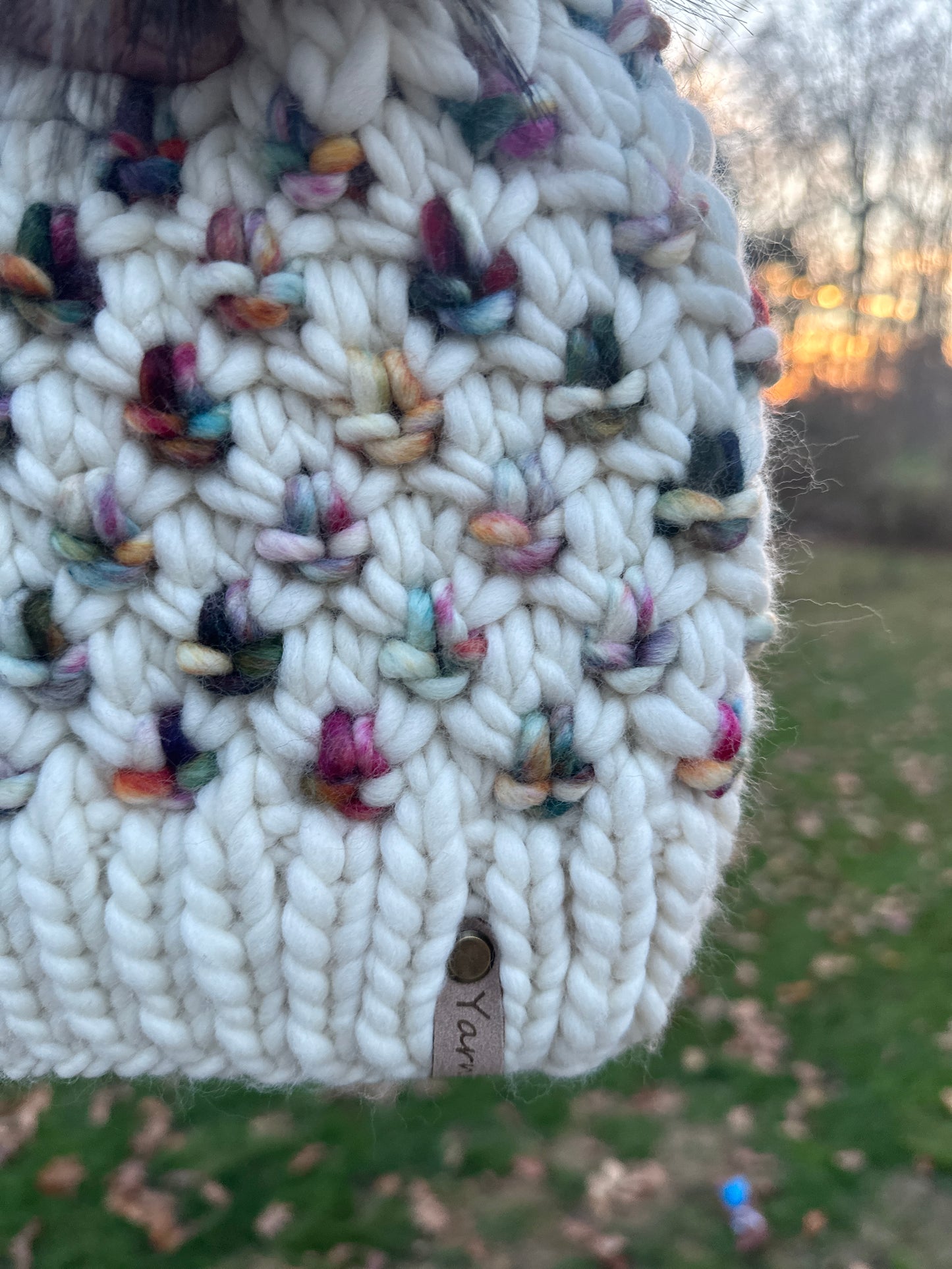 For Amanda-Merino wool knit hat with faux fur Pom