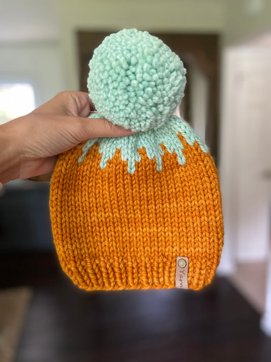 TODDLER Merino wool knit pumpkin hat