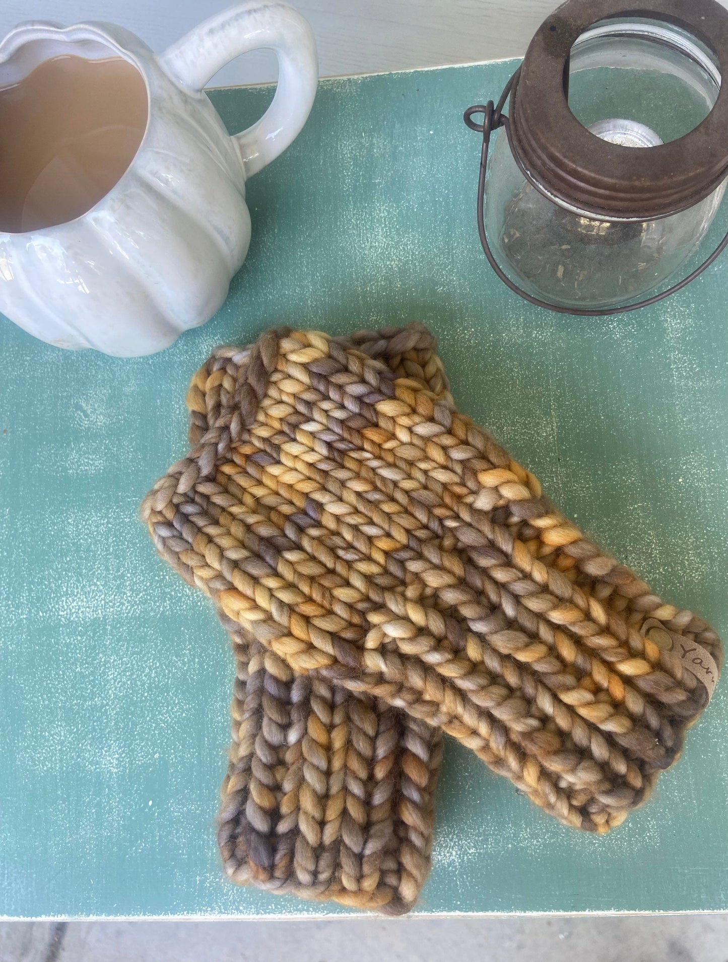Merino wool fingerless knit mittens