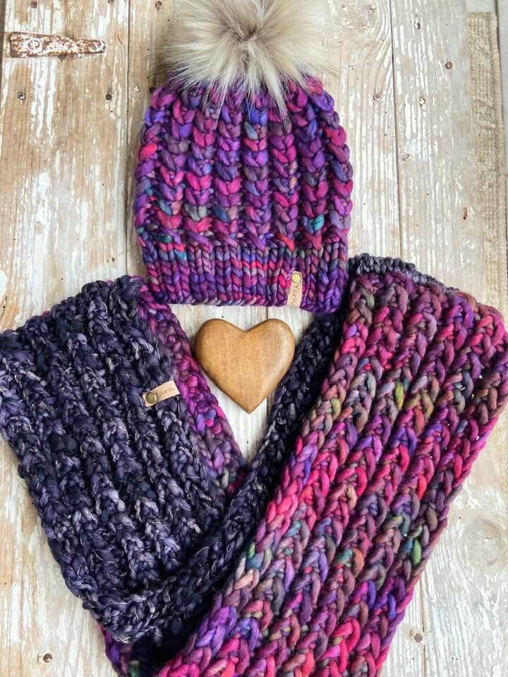 Braided Hearts Infinity Knit Pattern