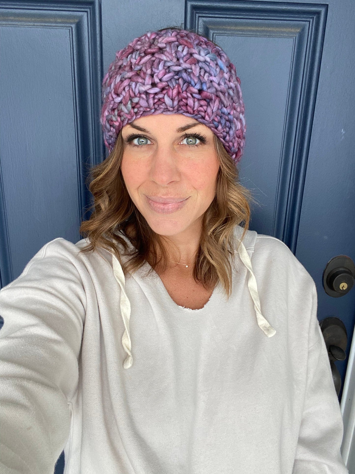 Merino wool knit ear warmer