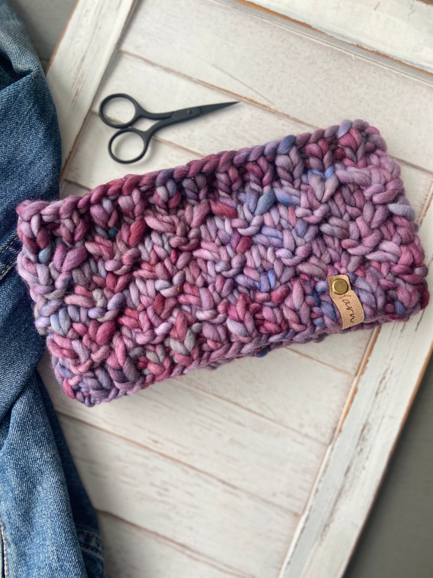 Merino wool knit ear warmer