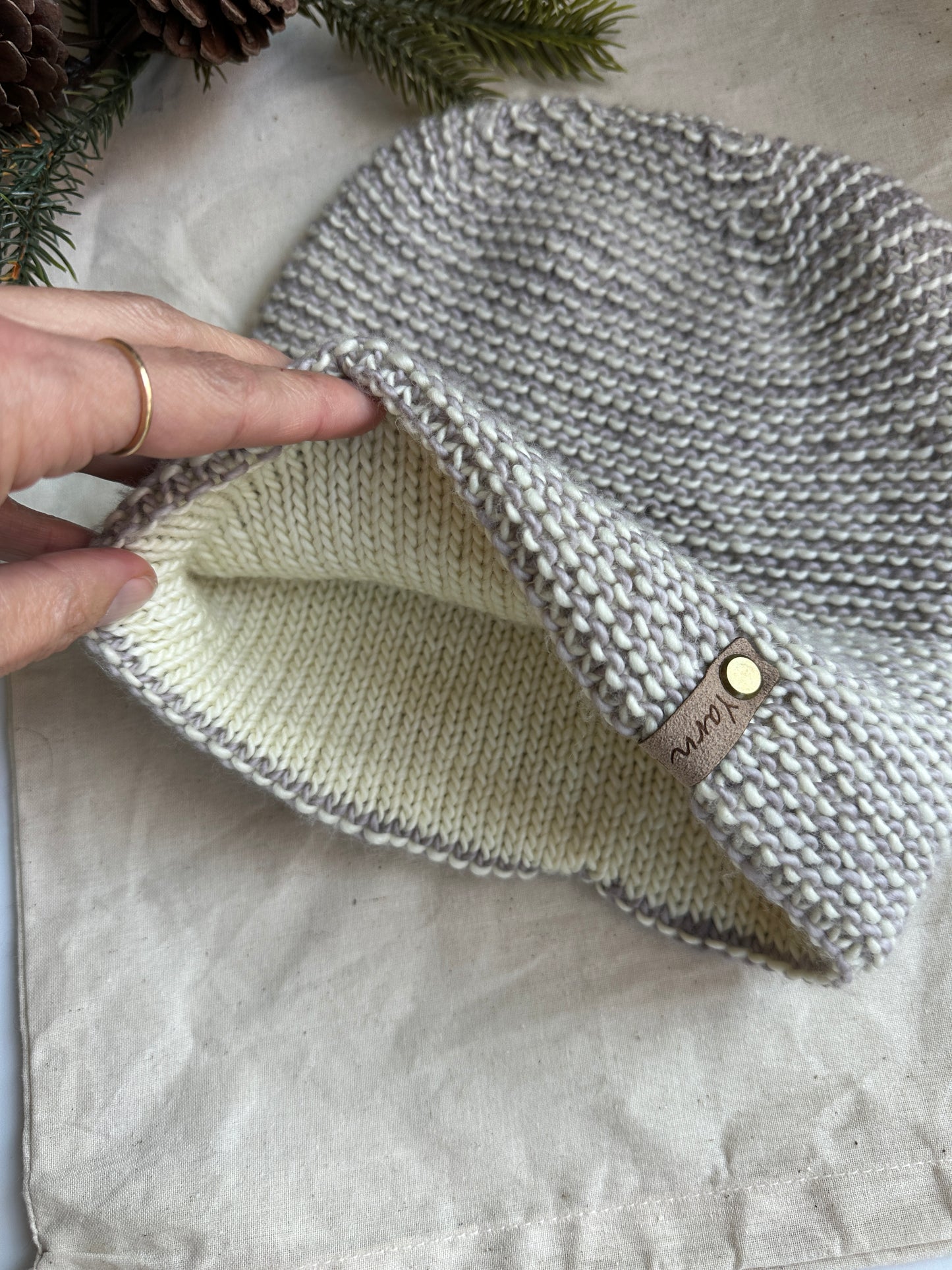 Merino wool double brim knit hat