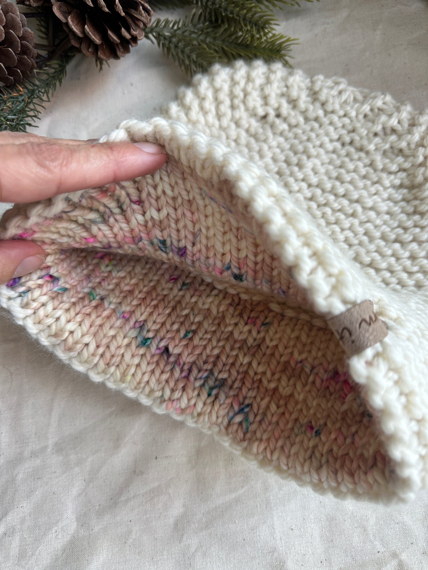 Merino wool double brim knit beanie