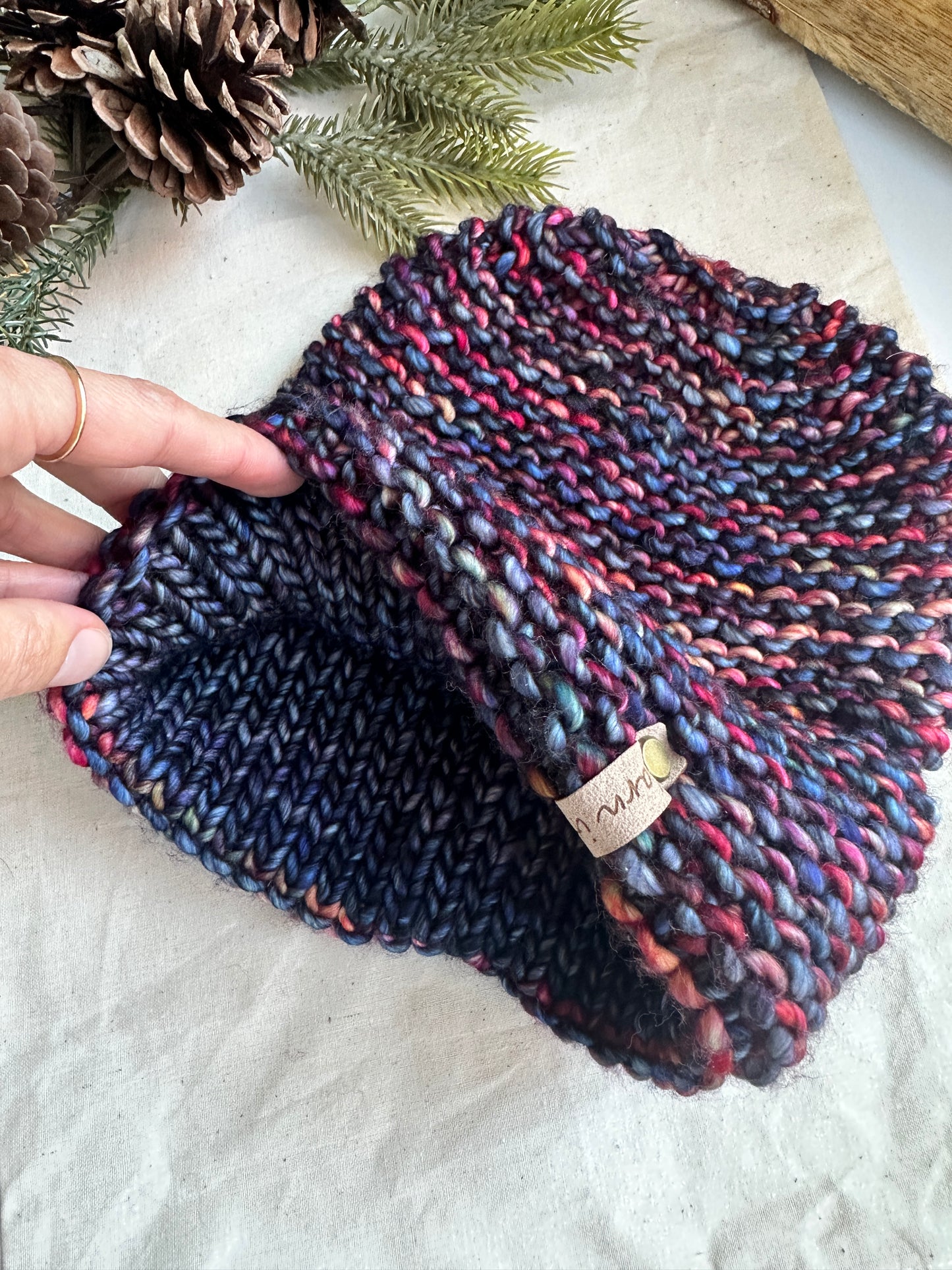 Merino wool knit double brim knit hat