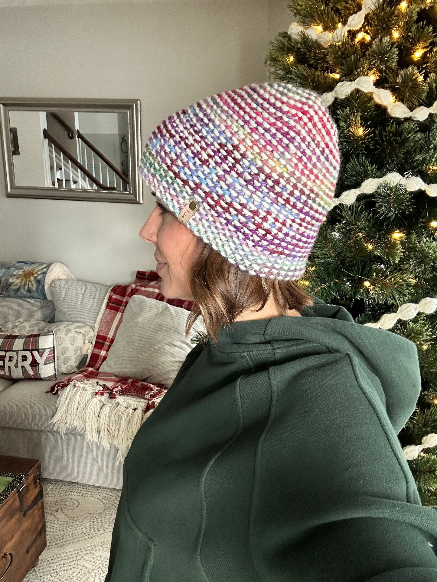 Merino wool double brim knit beanie