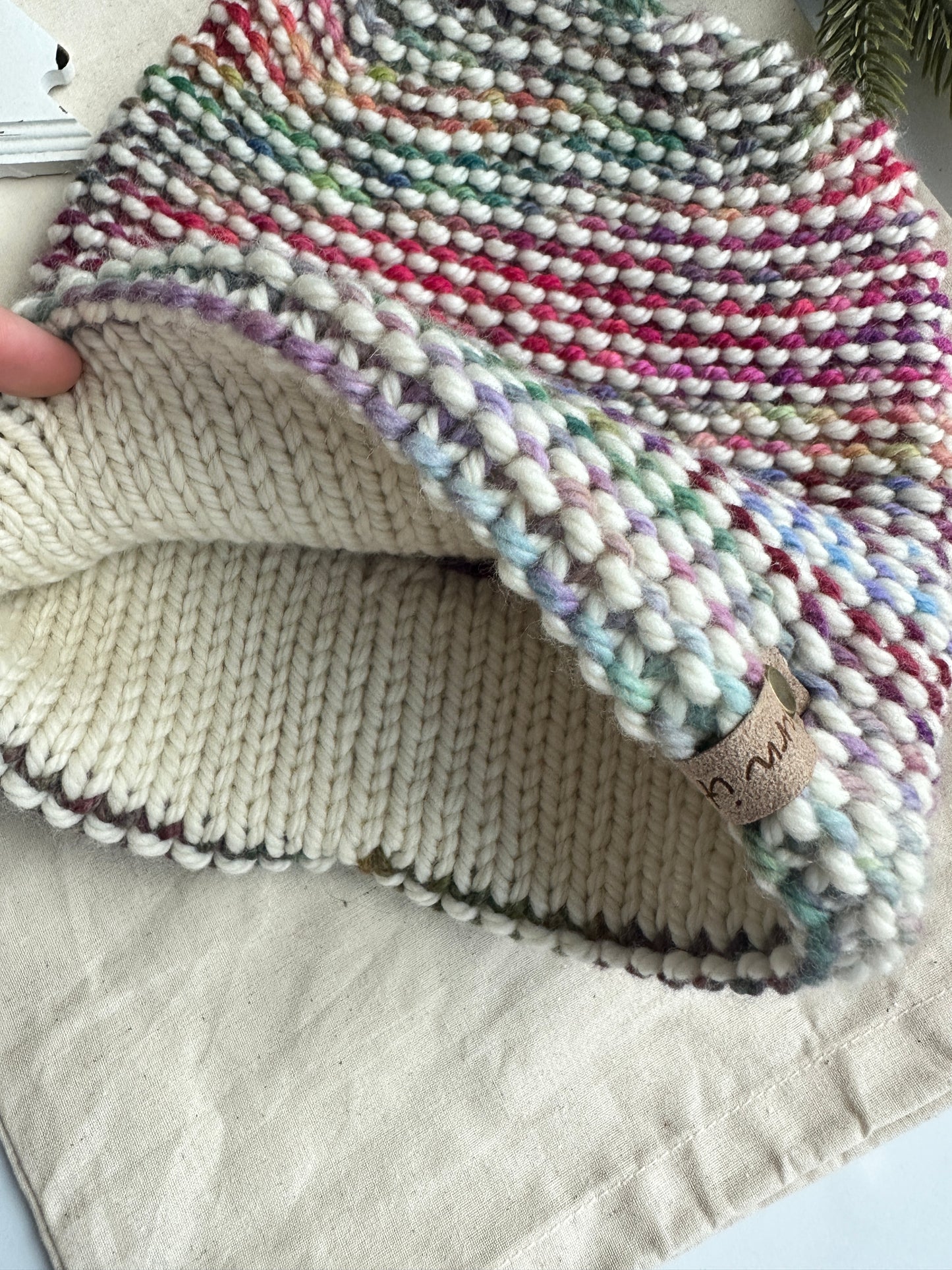 Merino wool double brim knit beanie