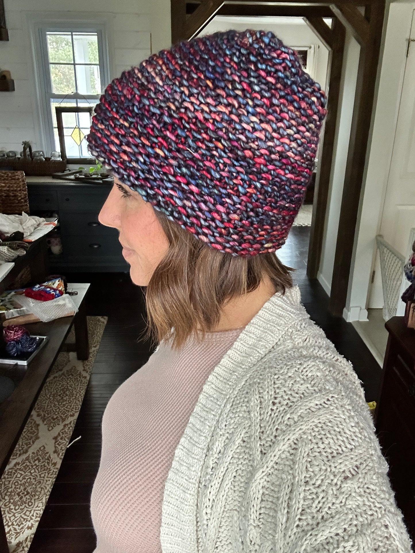 Merino wool knit double brim knit hat