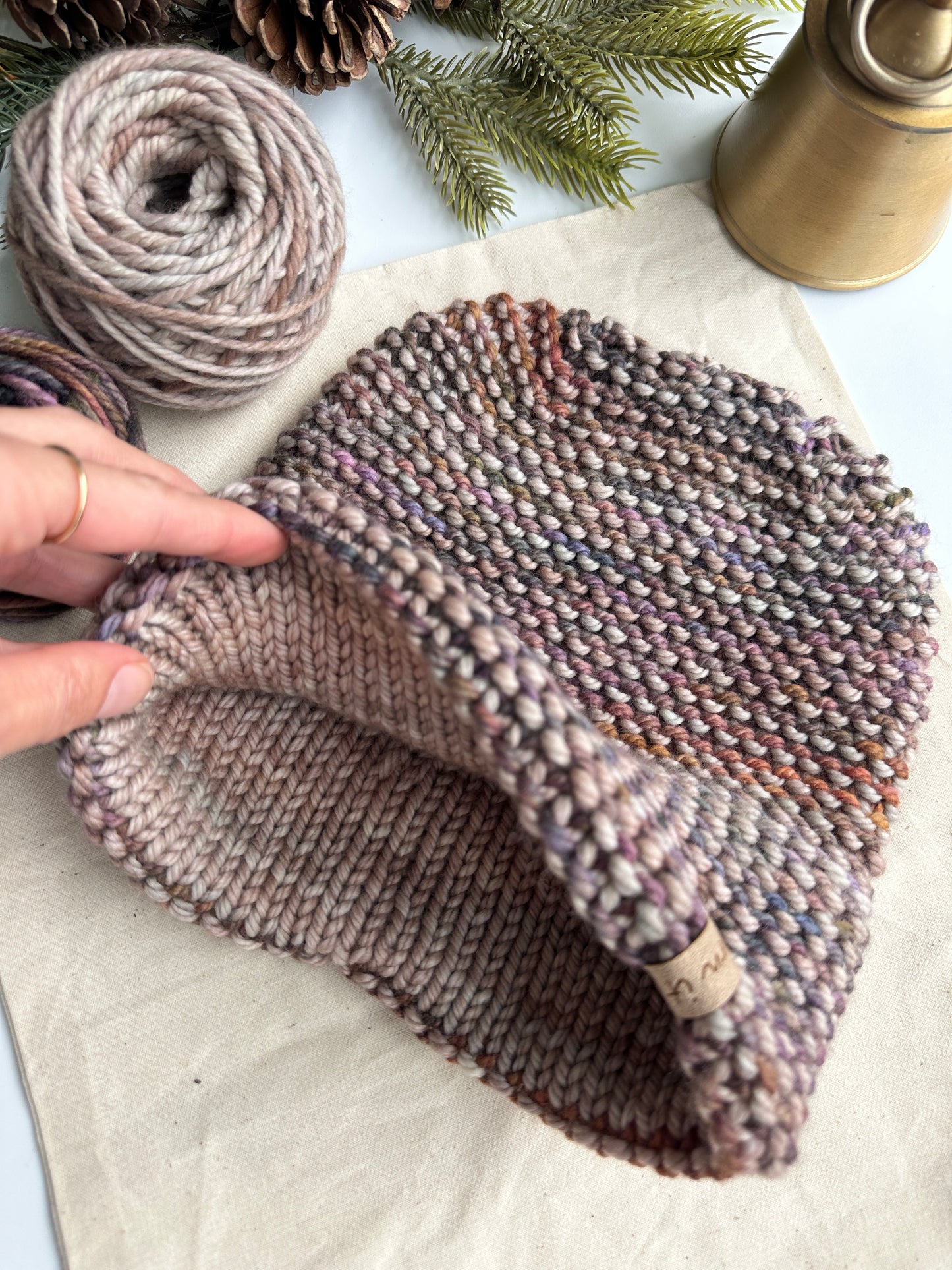 Merino wool double brim knit hat