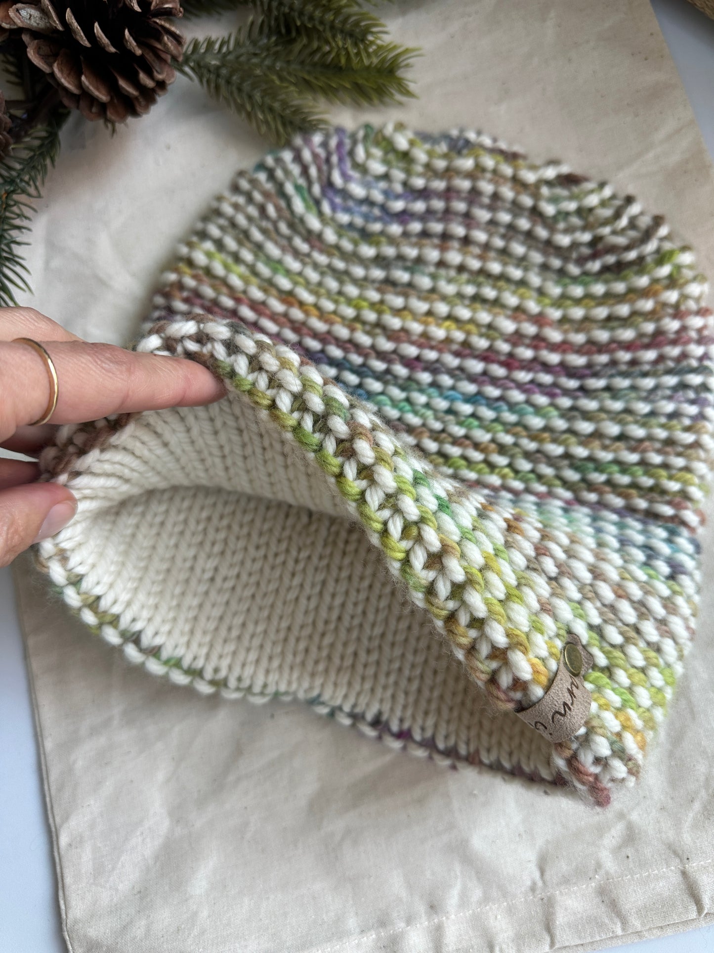 Merino wool double brim knit hat