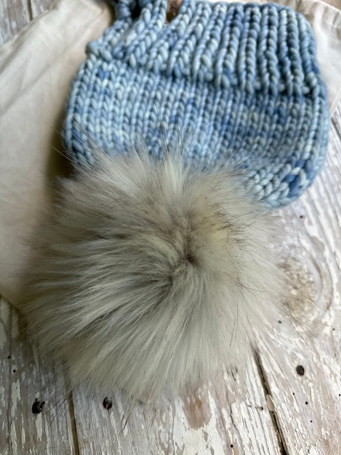 Merino wool it brim beanie with faux fur pom