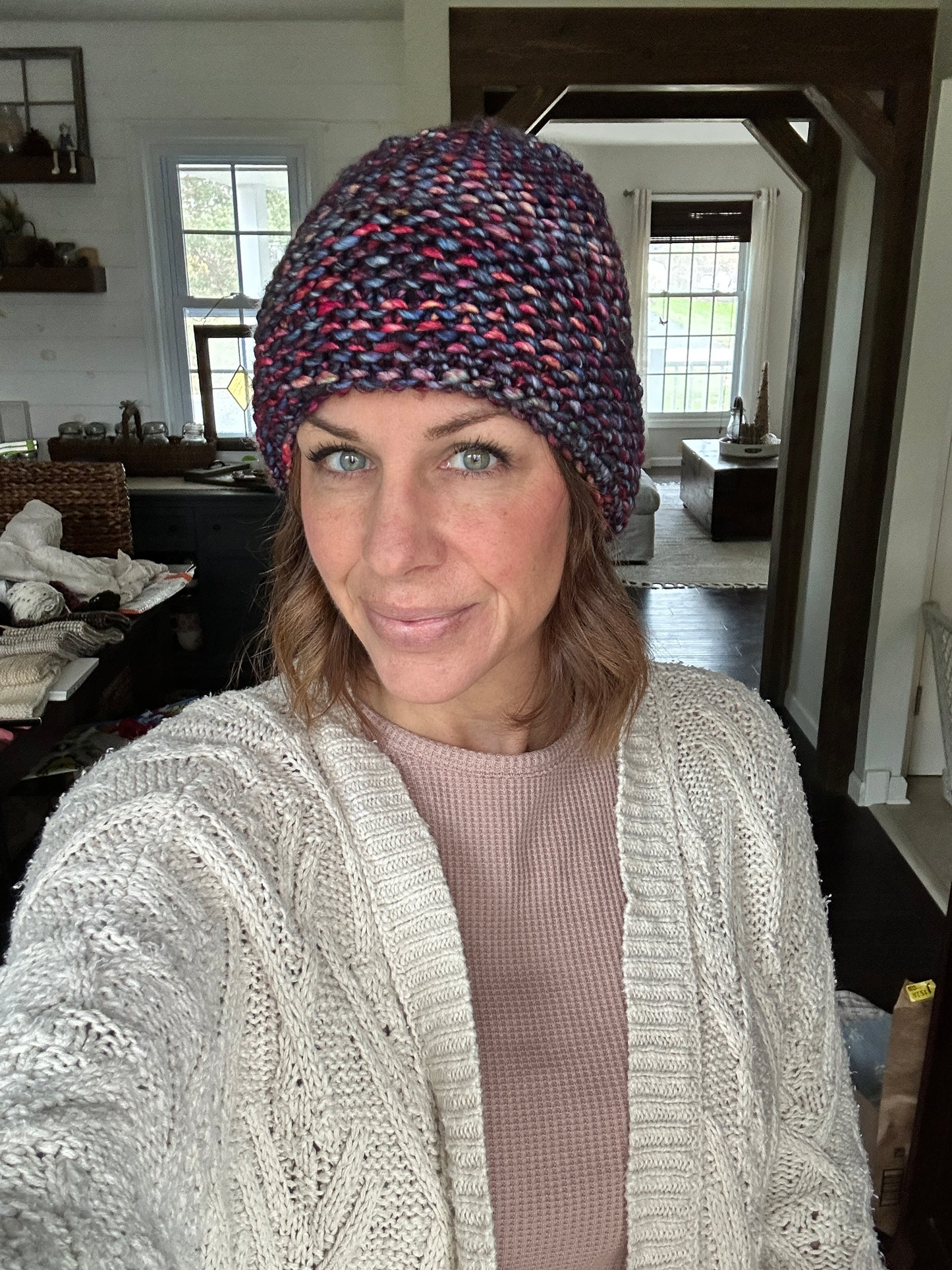 Merino wool knit double brim knit hat