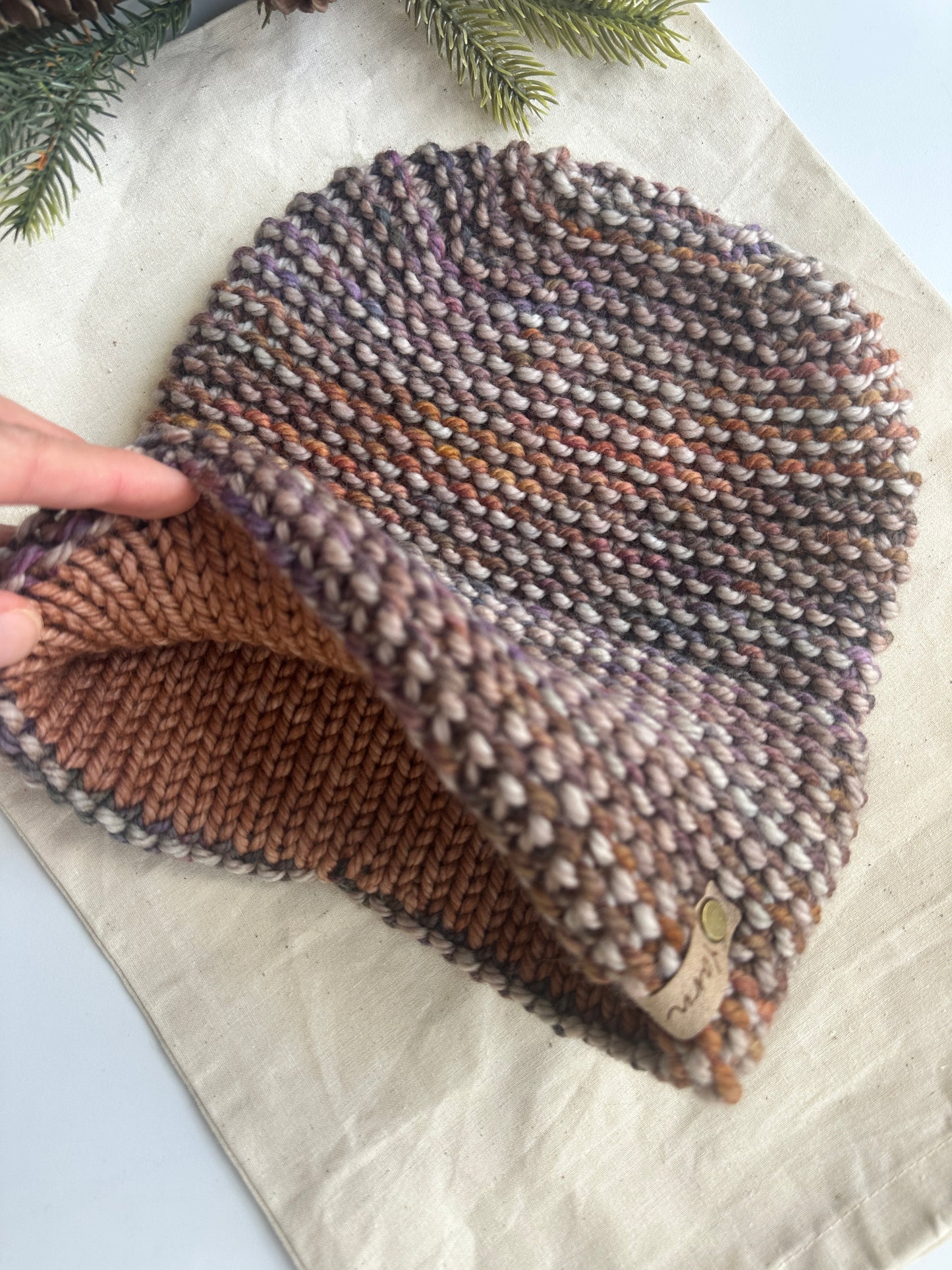 Merino wool double brim knit hat