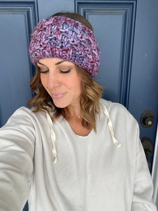 Merino wool knit ear warmer